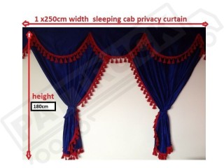 TRUCK CURTAINS FULL SET- BLACK WITH BLACK TASSELS FIT DAF SUPER SPACE CAB
