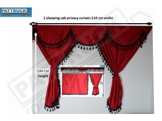 TRUCK CURTAINS FULL SET- BURGUNDY WITH BLACK TASSELS FIT DAF SUPER SPACE CAB