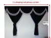 TRUCK CURTAINS FULL SET- BLACK WITH RED STRINGS FIT DAF SUPER SPACE CAB
