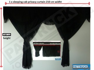 TRUCK CURTAINS FULL SET- BLACK WITH BLACK STRINGS FIT DAF SUPER SPACE CAB