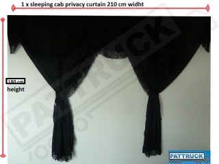 TRUCK CURTAINS FULL SET- BLACK WITH BLACK STRINGS FIT DAF SUPER SPACE CAB