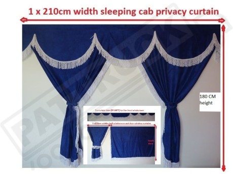 TRUCK CURTAINS FULL SET- BLUE WITH RED STRINGS FIT DAF SUPER SPACE CAB