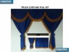TRUCK CURTAINS FULL SET- BLUE WITH WHITE STRINGS FIT DAF SUPER SPACE CAB