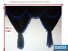TRUCK CURTAINS  FULL SET- BLACK WITH GOLD TASSELS FIT SCANIA TOPLINE