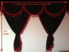 TRUCK CURTAINS  FULL SET- BLACK WITH BLUE TASSELS FIT SCANIA TOPLINE