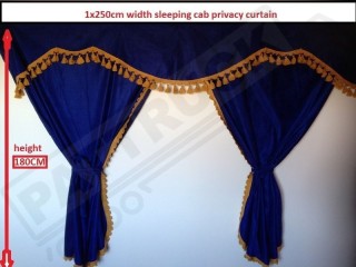 TRUCK CURTAINS  FULL SET- BLUE WITH WHITE TASSELS FIT SCANIA TOPLINE
