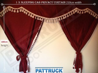 TRUCK CURTAINS  FULL SET- BEIGE WITH BLUE TASSELS FIT SCANIA TOPLINE