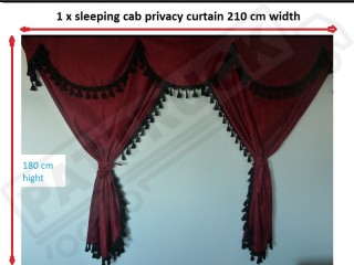 TRUCK CURTAINS  FULL SET- BURGUNDY WITH WHITE TASSELS FIT SCANIA TOPLINE