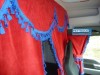 TRUCK CURTAINS  FULL SET- RED WITH BLACK TASSELS FIT SCANIA TOPLINE
