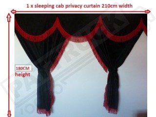 TRUCK CURTAINS  FULL SET- GREY WITH WHITE TASSELS FIT SCANIA TOPLINE