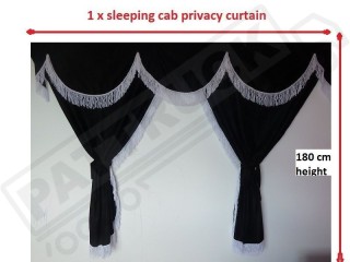 TRUCK CURTAINS  FULL SET- BLACK WITH RED STRINGS FIT SCANIA TOPLINE
