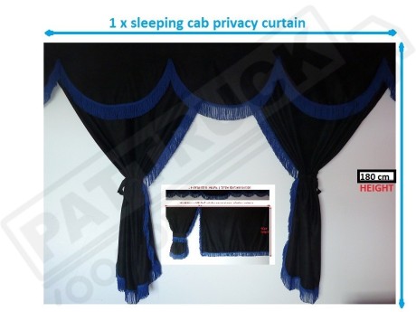 TRUCK CURTAINS  FULL SET- BLACK WITH GOLD STRINGS FIT SCANIA TOPLINE