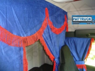 TRUCK CURTAINS  FULL SET- BLACK WITH BLACK STRINGS FIT SCANIA TOPLINE