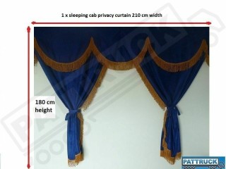 TRUCK CURTAINS  FULL SET- BLUE WITH WHITE STRINGS FIT SCANIA TOPLINE