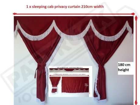 TRUCK CURTAINS  FULL SET- BURGUNDY WITH WHITE STRINGS FIT SCANIA TOPLINE