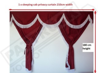 TRUCK CURTAINS  FULL SET- BURGUNDY WITH WHITE STRINGS FIT SCANIA TOPLINE