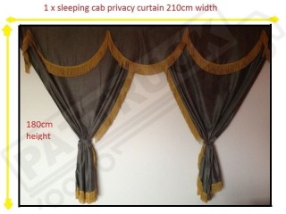 TRUCK CURTAINS  FULL SET- GREY WITH GOLD STRINGS FIT SCANIA TOPLINE