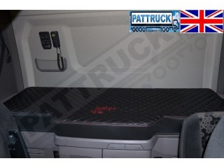 TRUCK BED COVER FIT SCANIA R & S 2017+ [NEW GENERATION] ECO LEATHER BLACK-BLUE  STITCHES