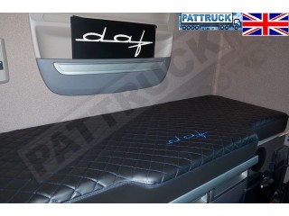 TRUCK ECO LEATHER BED COVER FIT DAF XF 106-BLACK WITH RED STITCHES
