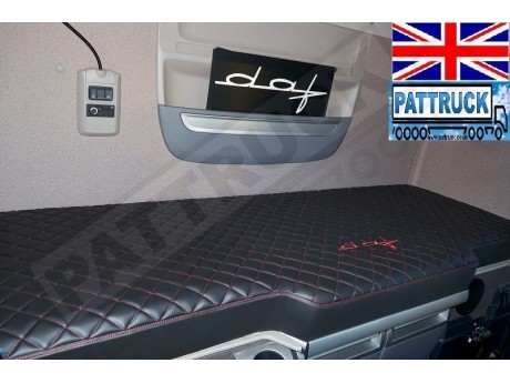 TRUCK ECO LEATHER BED COVER FIT DAF XF 106-BLACK WITH RED STITCHES