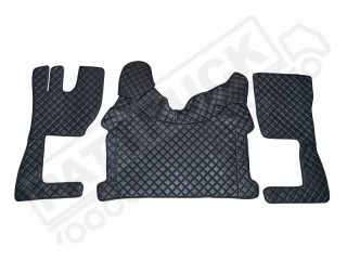 TRUCK ECO LEATHER FLOOR SET- COMPATIBLE WITH VOLVO FH 4 2013+[TWIN AIR SEATS] BLACK