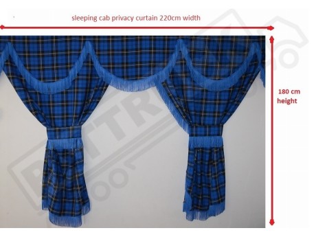 SCANIA TOPLINE TARTAN CURTAINS FULL SET ROYAL BLUE & BLUE STRINGS