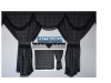 SCANIA TOPLINE TARTAN CURTAINS FULL SET  GREY & BLACK STRINGS