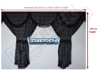 SCANIA TOPLINE TARTAN CURTAINS FULL SET  GREY & BLACK STRINGS