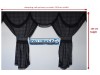 SCANIA TOPLINE TARTAN CURTAINS FULL SET  GREY & BLACK STRINGS