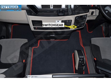 VELOUR FLOOR MATS SET-BLACK WITH BLUE TRIM FIT MAN TGX- AFTER 67 PLATE