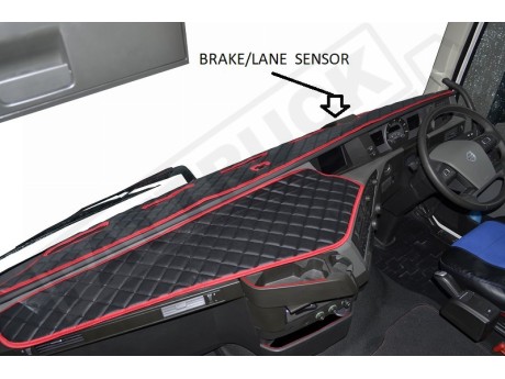 TRUCK ECO LEATHER DASH MAT WITH SPACE FOR SENSOR FIT VOLVO FH4 2013+ [ BLACK ]
