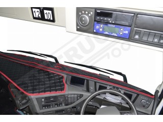 TRUCK ECO LEATHER DASH MAT WITH SPACE FOR SENSOR FIT VOLVO FH4 2013+ [ BLACK ]