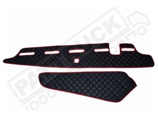 TRUCK ECO LEATHER DASH MAT WITH SPACE FOR SENSOR FIT VOLVO FH4 2013+ [ BLACK ]
