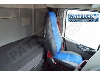 TRUCK ECO LEATHER SEAT COVERS FIT DAF XF 106 / CF EURO 6 PAIR OF  BLUE AND BEIGE