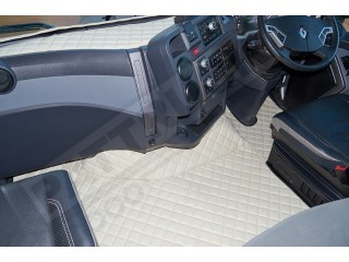  TRUCK ECO LEATHER FLOOR SET-BEIGE FIT RENAULT T RANGE WITH ENGINE HUMP