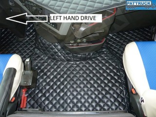 TRUCK ECO LEATHER FLOOR SET- COMPATIBLE WITH VOLVO FH 4 2013+[TWIN AIR SEATS] BLACK