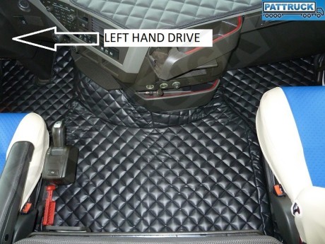 TRUCK ECO LEATHER FLOOR SET- COMPATIBLE WITH VOLVO FH 4 2013+[TWIN AIR SEATS] BLACK
