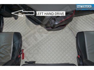 TRUCK ECO LEATHER FLOOR SET- COMPATIBLE WITH VOLVO FH 4 2013+[TWIN AIR SEATS] BLACK  - LEFT HAND DRIVE