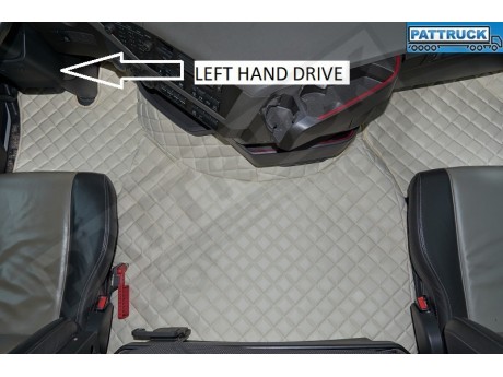 TRUCK ECO LEATHER FLOOR SET- COMPATIBLE WITH VOLVO FH 4 2013+[TWIN AIR SEATS] BLACK  - LEFT HAND DRIVE