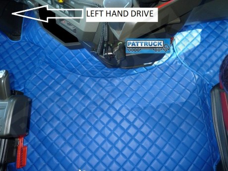 TRUCK ECO LEATHER FLOOR SET- COMPATIBLE WITH VOLVO FH 4 2013+[TWIN AIR SEATS] RED  - LEFT HAND DRIVE