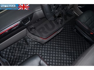 ECO LEATHER FLOOR MAT -BLACK  FIT SCANIA S New Generation  [ 2017+ ] FLIP PASSENGER SEAT