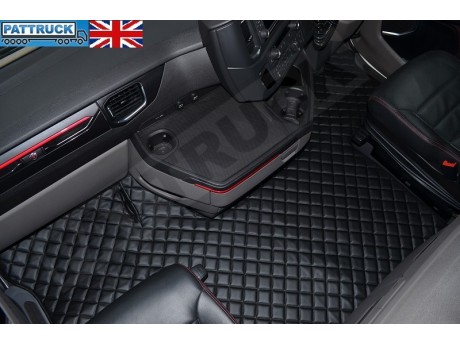 ECO LEATHER FLOOR MAT -BLACK  FIT SCANIA S New Generation  [ 2017+ ] FLIP PASSENGER SEAT