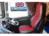 TRUCK HALF ECO LEATHER SEAT COVERS FIT DAF XF 106 CF EURO 6 PAIR OF BLACK / RED
