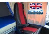 TRUCK HALF ECO LEATHER SEAT COVERS FIT DAF XF 106 CF EURO 6 PAIR OF BLACK / RED