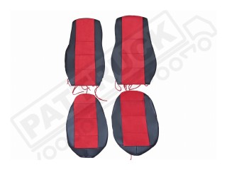 TRUCK HALF ECO LEATHER SEAT COVERS FIT DAF XF 106 CF EURO 6 PAIR OF BLACK / RED