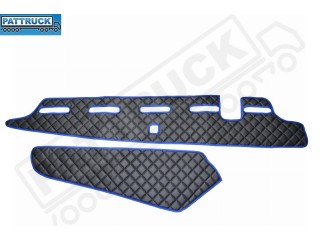 TRUCK ECO LEATHER DASH MAT WITH SPACE FOR SENSOR FIT VOLVO FH4 2013+ [ BLACK -RED TRIM] ]