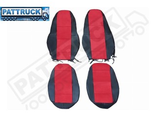 TRUCK HALF ECO LEATHER SEAT COVERS  COMPATIBLE WITH VOLVO FH4 2013+  (BLACK AND RED))