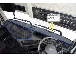 TRUCK ECO LEATHER DASH MAT WITH SPACE FOR SENSOR FIT VOLVO FH4 2013+ [ BLACK -RED TRIM] ]