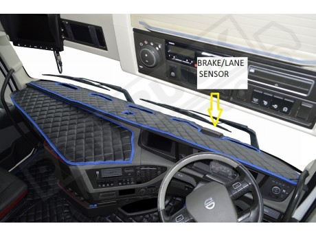 TRUCK ECO LEATHER DASH MAT WITH SPACE FOR SENSOR FIT VOLVO FH4 2013+ [ BLACK -RED TRIM] ]