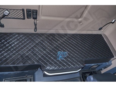 TRUCK BED COVER FIT SCANIA R STREAMLINE 2013-2017 ECO LEATHER BLACK-RED STITCHES